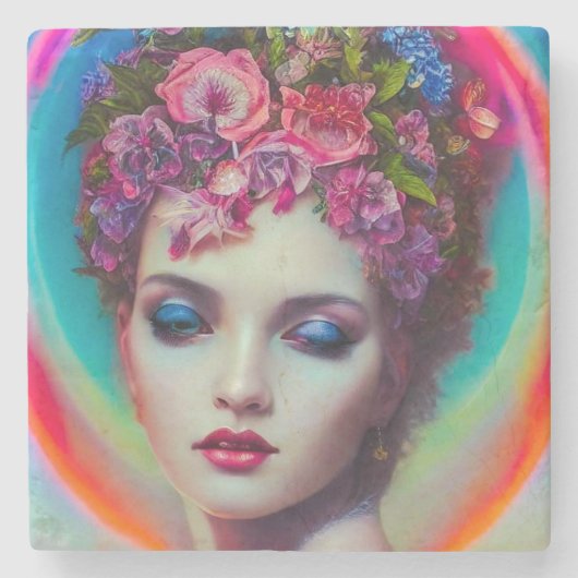 花の女神 ストーンコースター (正面)