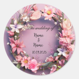 花の好意ステッカー ラウンドシール