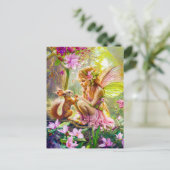 花の妖精とリスよくはしゃぐレル ポストカード (スタンド正面)