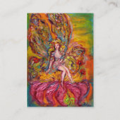 花の妖精のピンクの虹彩のファンタジー金ゴールド黄色 名刺 (裏面)