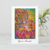 花の妖精のピンクの虹彩のファンタジー黄色の白 招待状 (スタンド正面)