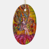 花の妖精のピンクの虹彩パープルジェムファンタジー セラミックオーナメント (右)