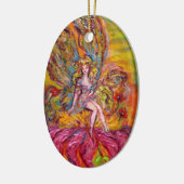 花の妖精のピンクの虹彩パープルジェムファンタジー セラミックオーナメント (左)