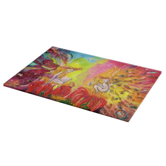 花の妖精の夜明けファンタジー カッティングボード (角)