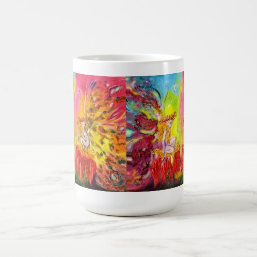 花の妖精の夜明けファンタジー コーヒーマグカップ (中央)