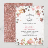 花の妖精の女の子の誕生日パーティー招待状 招待状 (正面/裏面)