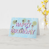 花の妖精の誕生日カード カード (黄色い花)