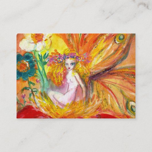 花の妖精ティール（緑がかった色）ブルーグリーン金ゴールドきらめく 名刺 (裏面)