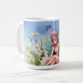 花の妖精ピンクのドレスのマグカップ コーヒーマグカップ (正面左)