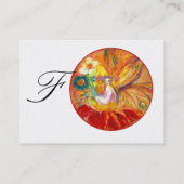 花の妖精モノグラム、赤い黄色の白い真珠 名刺 (裏面)