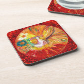 花の妖精赤い黄色のファンタジー コースター (左側)