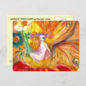 花の妖精赤い黄色のファンタジー ポストカード (正面/裏面)