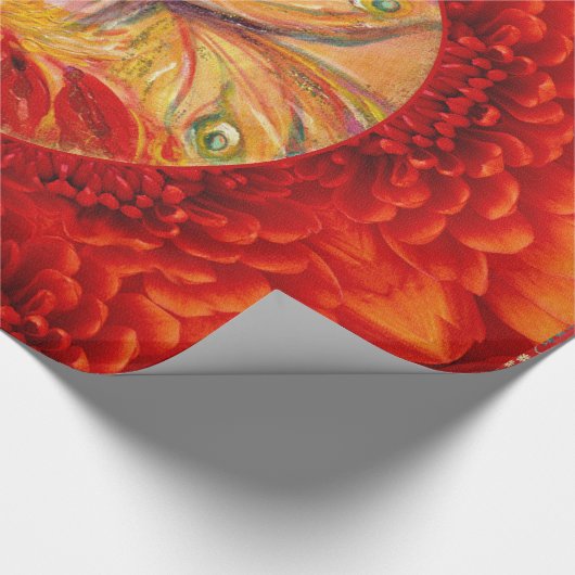 花の妖精赤い黄色のファンタジー ラッピングペーパー (角)