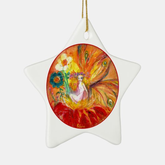 花の妖精鮮やか赤ルビー星 セラミックオーナメント (右)