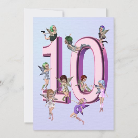 花の妖精10th誕生日パーティーの招待 招待状 (正面)