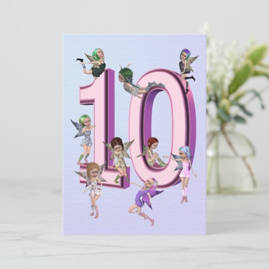 花の妖精10th誕生日パーティーの招待 招待状 (スタンド正面)