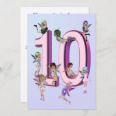 花の妖精10th誕生日パーティーの招待 招待状 (正面/裏面)