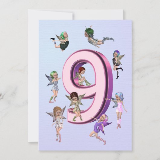 花の妖精9th誕生日パーティーの招待 招待状 (正面)