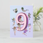 花の妖精9th誕生日パーティーの招待 招待状 (スタンド正面)