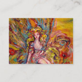 花の妖精、ピンクの虹彩ファンタジーブルー金ゴールドのきらめき 名刺 (裏面)