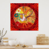 花の妖精、赤い黄色のファンタジー ポスター (キッチン)