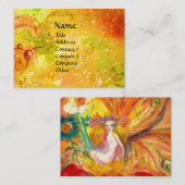 花の妖精/赤い黄色の金ゴールドきらめく 名刺 (正面/裏面)