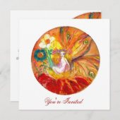 花の妖精 赤 青 黄 白 招待状 (正面/裏面)