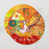 花の妖精 赤 黄色 金の輝き 招待状 (正面/裏面)