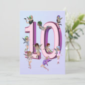 花の妖精 10歳の誕生日パーティー招待状 招待状 (スタンド正面)