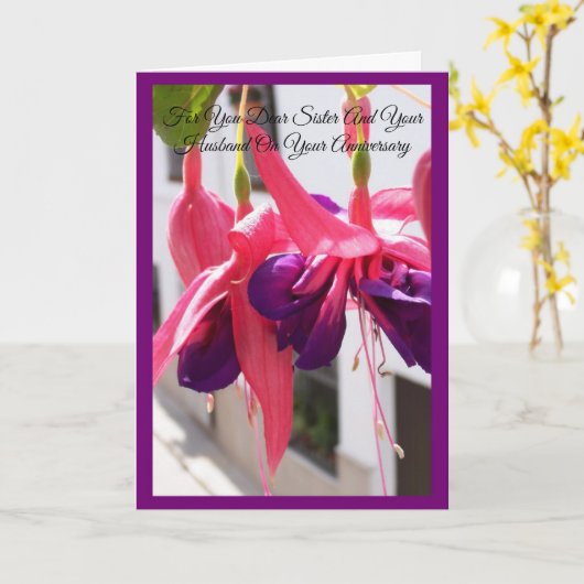 花の姉と夫の結婚記念日カスタマイズカード カード (黄色い花)