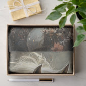 花の威厳のあるデコップホワイトホースのフィールド 薄葉紙 (ギフト)