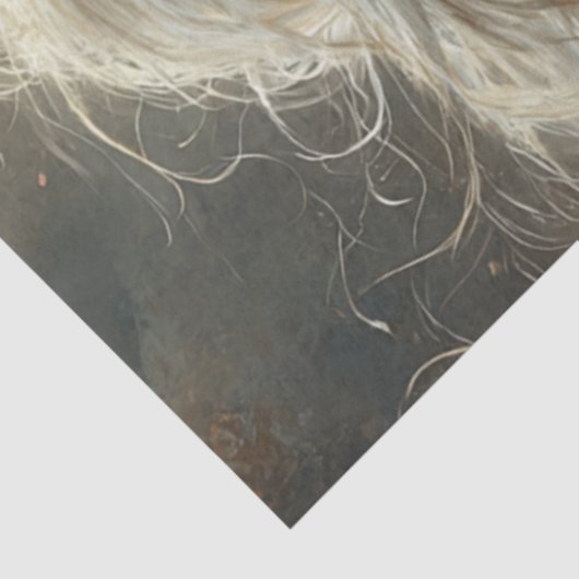 花の威厳のあるデコップホワイトホースのフィールド 薄葉紙 (詳細)