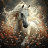 花の威厳のあるデコップホワイトホースのフィールド 薄葉紙