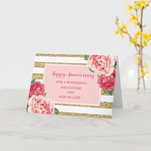 花の娘と息子の義理結婚の記念日 カード (黄色い花)