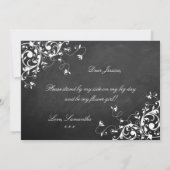 花の娘になってくれるか？シックな黒板スワール 招待状 (裏面)