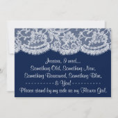 花の娘になってくれるか？ネイビーブルー&ホワイトレース 招待状 (裏面)