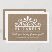 花の娘になってくれるか?バーラップティアラカード 招待状 (正面/裏面)