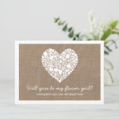 花の娘になってくれるか？バーラップハートカード 招待状 (スタンド正面)