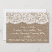 花の娘になってくれるか?バ素朴ーラップ&レース 招待状 (裏面)