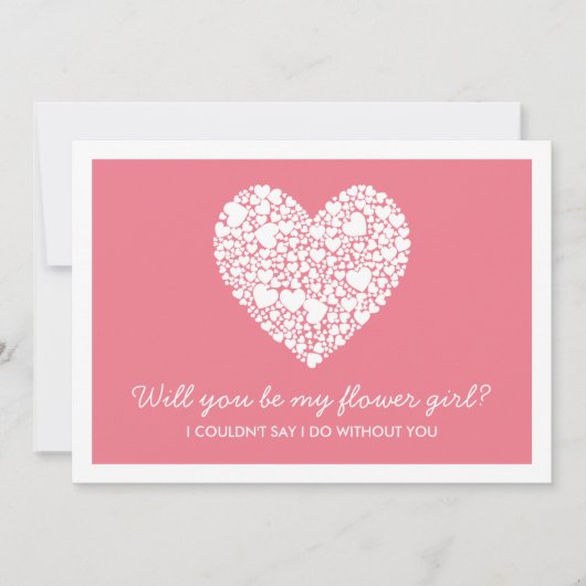 花の娘になってくれるか？ピンクのハートカード 招待状 (正面)