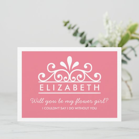 花の娘になってくれるか？ピンクティアラカード 招待状 (スタンド正面)