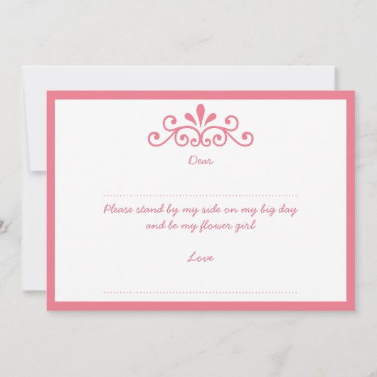 花の娘になってくれるか？ピンクティアラカード 招待状 (裏面)