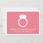 花の娘になってくれるか?ピンクリングや輪カード 招待状 (正面)