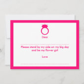 花の娘になってくれるか？ピンクリングや輪カード 招待状 (裏面)