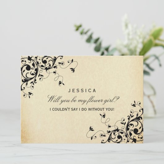 花の娘になってくれるか?ヴィンテージエレガント旋回 招待状 (スタンド正面)