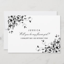 花の娘になってくれるか?白黒の渦巻き 招待状