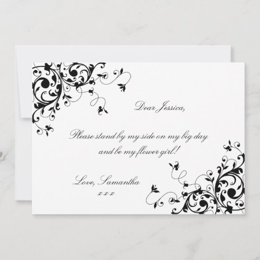花の娘になってくれるか?白黒の渦巻き 招待状 (裏面)