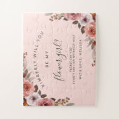 花の娘になってくれるか？赤面ピンクフローラ ジグソーパズル (縦)