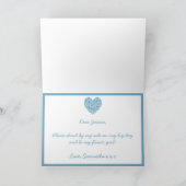 花の娘になってくれるか？青いハートカード 招待状 (内部)