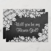 花の娘になってくれるか？黒板とレース 招待状 (正面/裏面)